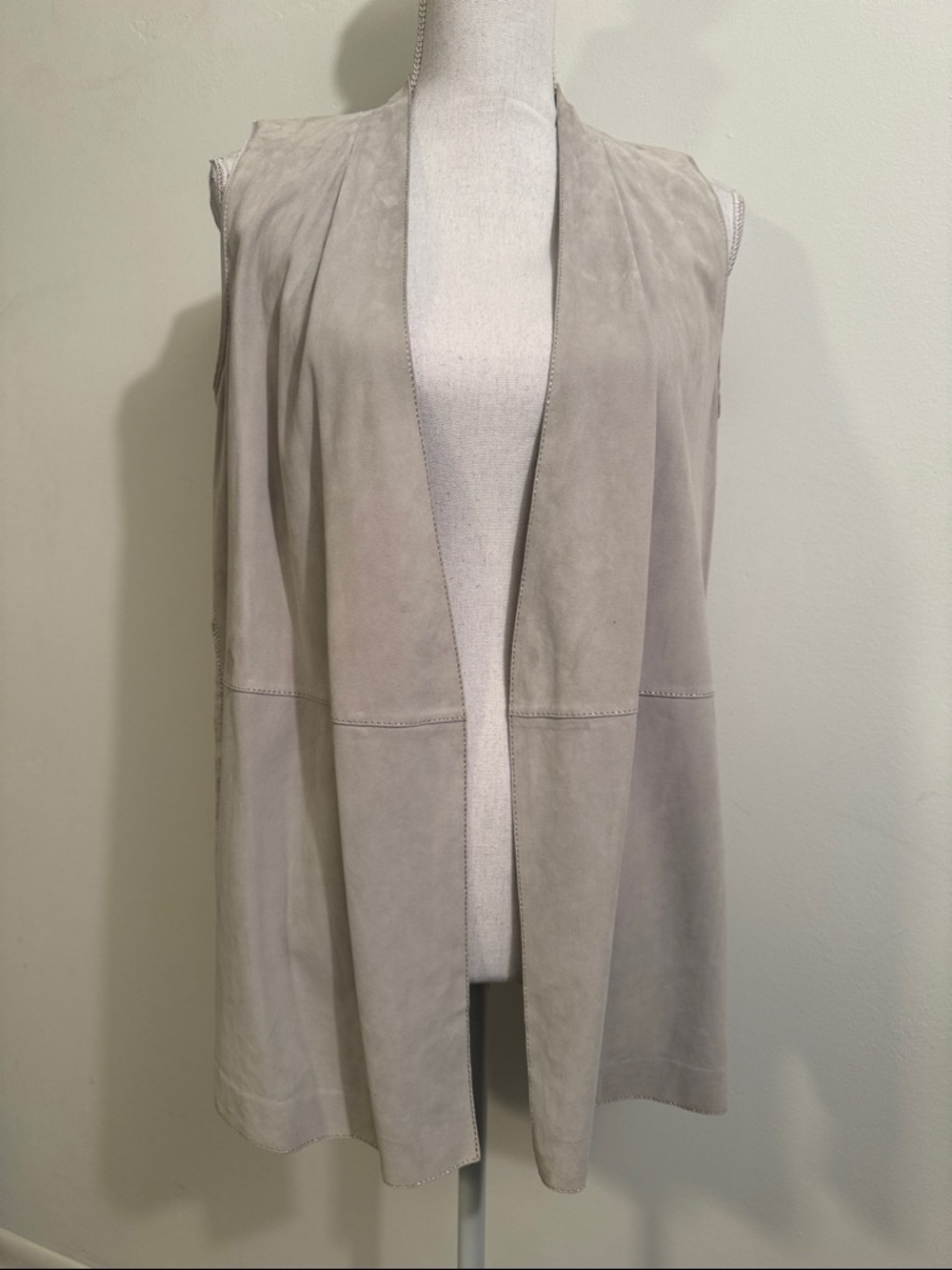 Lafayette 148 Suede/Linen Light Gray Vest—sz 6 ORIG $648